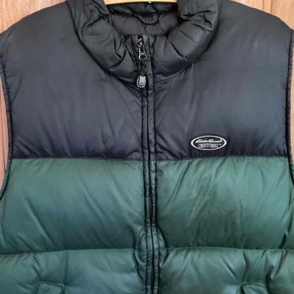 Eddie Bauer Ebtek Goose Down Green/Black Men’s Vest Size L - Picture 3 of 6